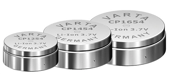 Rechargeable coin cells from Varta’s Coin Power series.